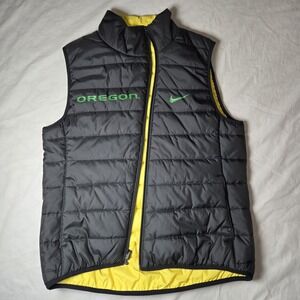 Nike Vest Puffer Oregon Ducks Size Small Black Yellow Reversable EUC
